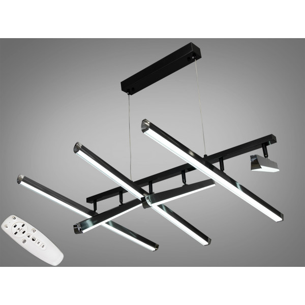 Підвісна LED люстра з пультом, димером потужністю 90 Вт, чорний хром Diasha 8166-6