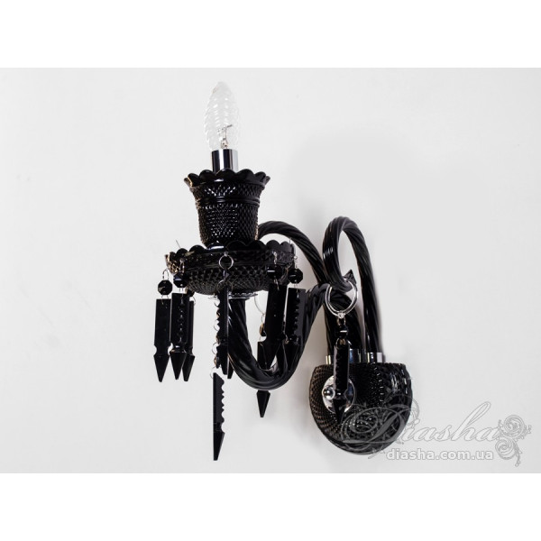 Чорне кришталеве бра на одну лампу Diasha 9314/1W