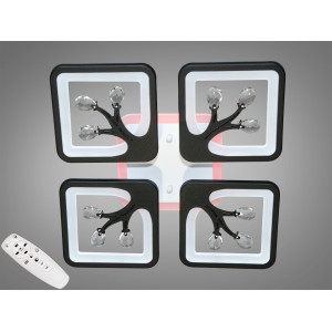 Пристельова LED люстра з пультом і підсвічуванням, 85W, черная Diasha S8157/4BKLED3colordimmer