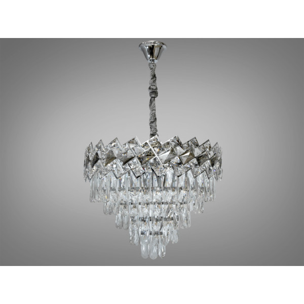 Захоплююча підвісна кришталева люстра в зал, 11 ламп, хром Diasha 6309-500CH