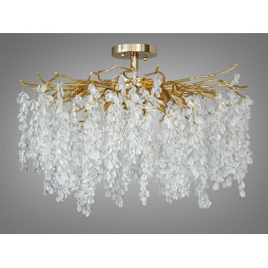 Чаруюча алюмінієва кришталева люстра в зал "Гліцинія",  9 ламп, золото Diasha A603-800GD