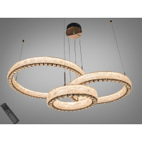 Підвісна LED люстра три кільця золото пульт 195Вт Diasha 662/800+600+400GD
