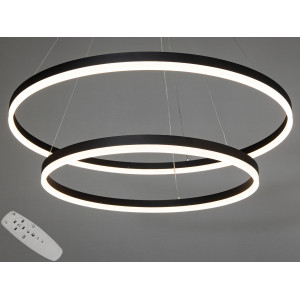 Сучасна світлодіодна підвісна люстра з пультом, димером, 90W, черная Diasha D8174-800+600BK