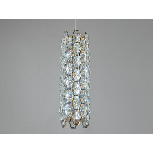 Світильник підвіс LED 15 Вт хром кришталеві вставки CCT 3200 4100 6000K регулювання висоти 531-1CH Diasha 7898/1S-gold