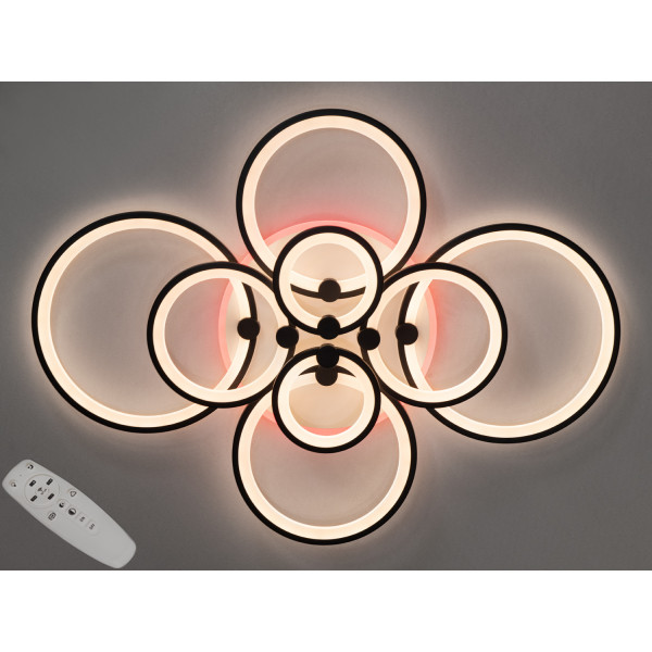 Світлодіодна люстра з пультом, диммером, підсвіткою, 175W, чорна Diasha 8022/8BKLED3colordimmer Світлодіодна люстра з пультом, диммером, підсвіткою, 175W, чорна Diasha 8022/8BKLED3colordimmer