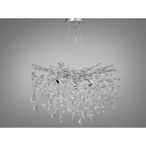Витончена підвісна кришталева люстра "Гліцинія", 8 ламп, хром Diasha 608-600CH