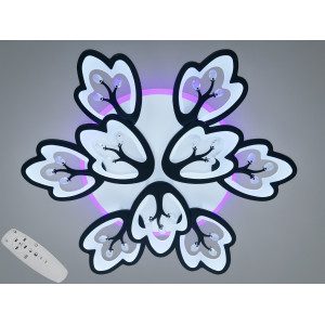 Сучасна стельова LED люстра з пультом, димером та підсвічуванням, 105W Diasha 8148/6+3BKLED3colordimmer