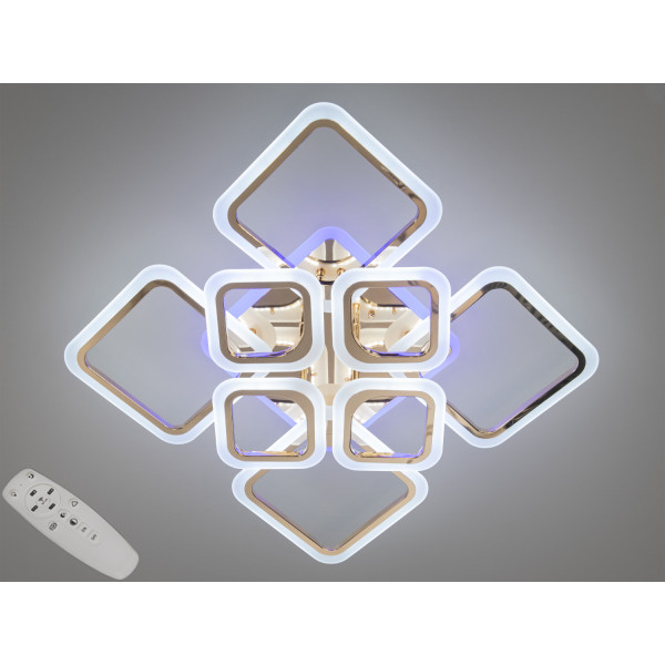 Сучасна LED люстра з підсвічуванням, димером, 115W, хром Diasha HA8060/4+4GLED3colordimmer