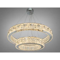 Підвісна кришталева LED люстра хром 135Вт пульт 23м2 Diasha 585/800+500HR