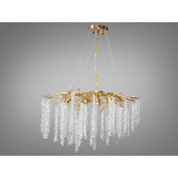 Багата кришталева люстра "Гліцинія" витягнутої форми, 10 ламп, золото Diasha 605-L900GD