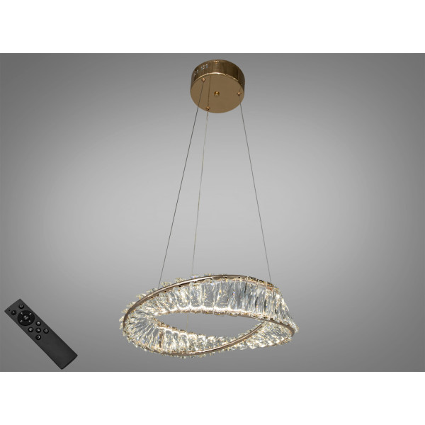 Дизайнерська кришталева люстра на тросах з пультом, 45W, золото Diasha 548/400G Дизайнерська кришталева люстра на тросах з пультом, 45W, золото Diasha 548/400G