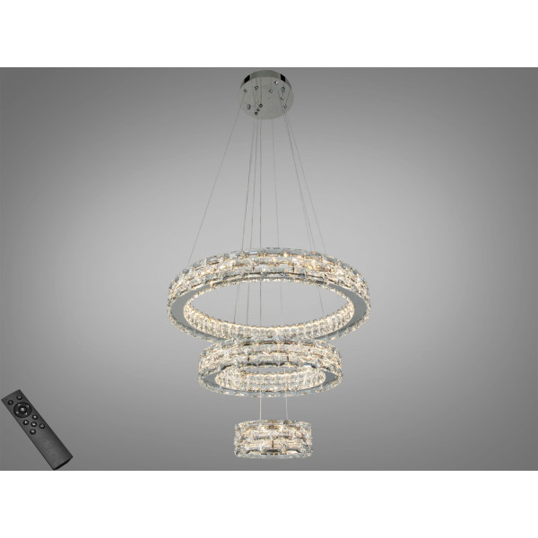 Кришталева світлодіодна люстра-підвіс, 70W Diasha 7896/600+400+200CH