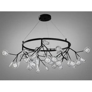 Ексклюзивна підвісна люстра для зали "Світлячок", 45 ламп, чорна Diasha Y887-45CBK