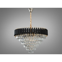 Підвісна кришталева люстра чорний золото 11xE14 Diasha N9001-750BK+SGD