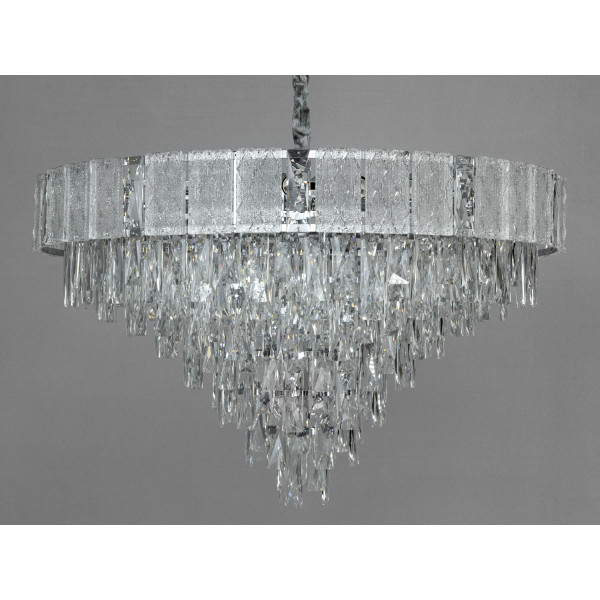 Стильна підвісна кришталева люстра в вітальню, 18 ламп, хром Diasha 327-750CH Стильна підвісна кришталева люстра в вітальню, 18 ламп, хром Diasha 327-750CH