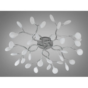 Вражаюча стельова люстра в спальню "Світлячок", 35 ламп, хром сатин Diasha X890-35ASL