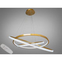 Світлодіодна люстра підвіс з пультом, димером, 165Вт, золото Diasha D2489-1000+800+600G