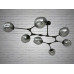Люстра молекула в стиле лофт со стеклянным плафоном Diasha HXD8022/7BK+GR