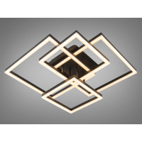 Світлодіодна стельова люстра чорна 120W чотири квадратні плафони Diasha 11015/2+2BK