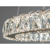 Підвісна кришталева LED люстра золото 43Вт 2 кільця Diasha 7206-6A/480+340G
