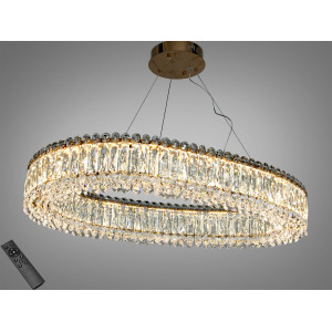 Світлодіодна підвісна люстра 505 L800x350CH хром кришталь 40 Вт Diasha 7930/800x550S-gold