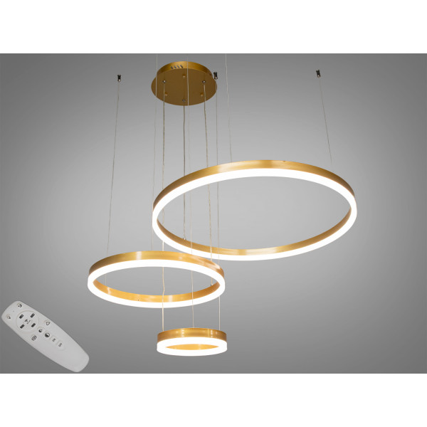 Світлодіодна підвісна люстра з комбінованим освітленням, 90Вт, золото Diasha D2485-600+400+200G