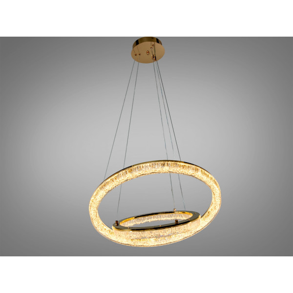 Підвісна люстра LED три кільця золото 125 Вт Diasha 1712/600+400G