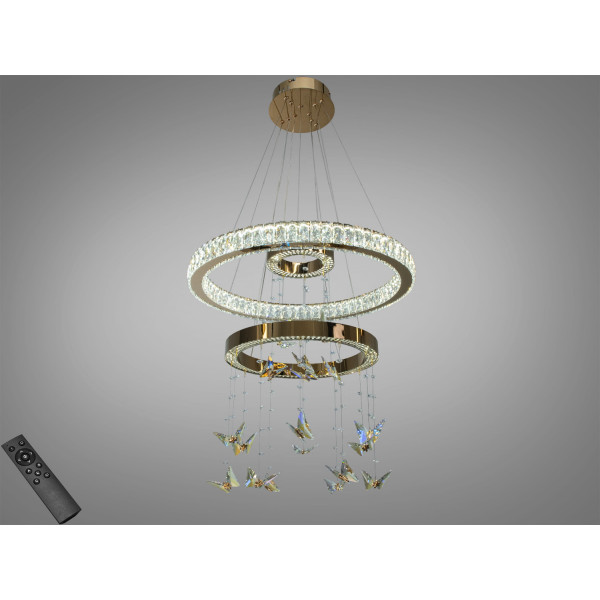 Люстра LED підвісна 3 кільця золото 124Вт Diasha 598/600+400+200G Люстра LED підвісна 3 кільця золото 124Вт Diasha 598/600+400+200G