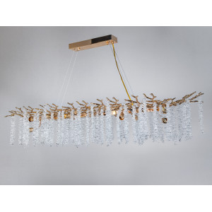 Унікальна підвісна кришталева люстра витягнутої форми, 14 ламп, хром Diasha 609-L1200G