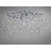 Підвісна кришталева люстра Глициния хром витягнута форма 10 ламп E14 тросові підвіси Diasha 1607-L900x400CH