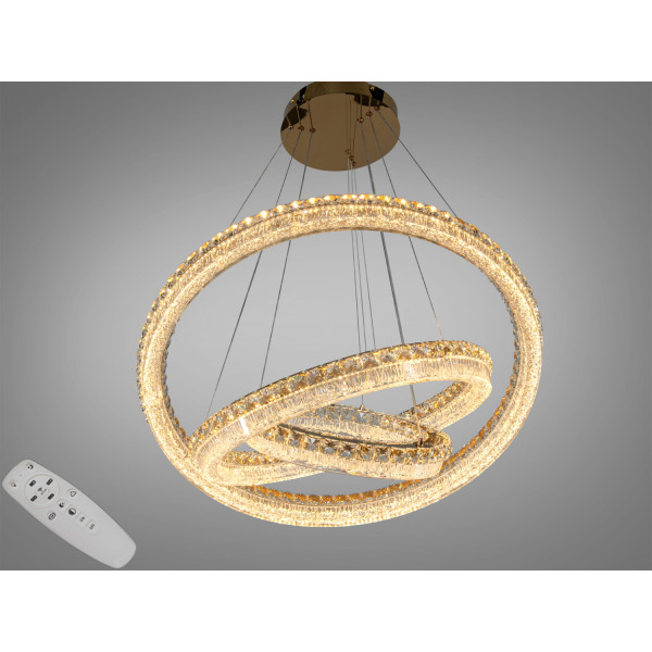 Кришталева світлодіодна люстра-підвіс, 60W Diasha MD6027/800+600+400S-gold