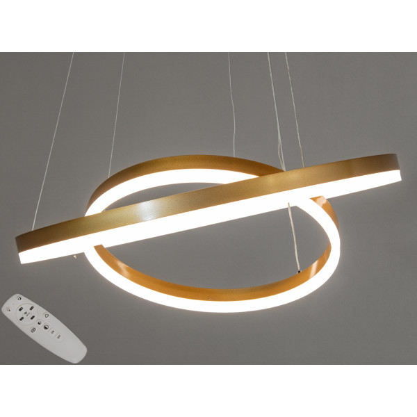 Сучасна світлодіодна підвісна люстра з пультом, димером, 70W, золото Diasha D8174-600+400G Сучасна світлодіодна підвісна люстра з пультом, димером, 70W, золото Diasha D8174-600+400G