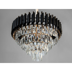 Підвісна кришталева люстра чорний золото 7xE14 Diasha N9001-550BK+SGD