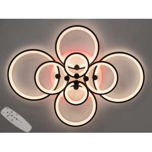 Світлодіодна люстра з пультом, диммером, підсвіткою, 175W, чорна Diasha 8022/8BKLED3colordimmer