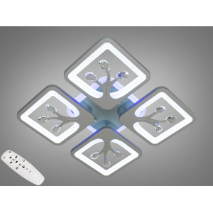 Модна стельова LED люстра з пультом, дімером, підсвічуванням,85W, сіра Diasha S8157/4GRLED3colordimmer