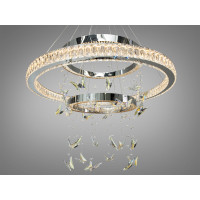 Підвісна LED люстра кришталь хром 176Вт з пультом Diasha 598/800+500+400HR
