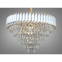 Ефектна підвісна кришталева люстра для зали, 15 ламп Diasha 9001-750WH+SGD