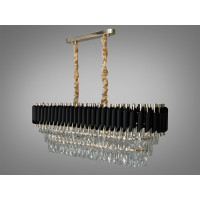 Підвісна кришталева люстра овальної форми для обідньої зони, 10 ламп Diasha 9001-1000x300BK+SGD