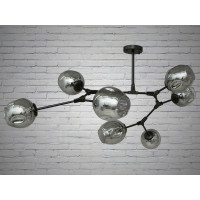 Люстра молекула в стиле лофт со стеклянным плафоном Diasha HXD8022/7BK+GR