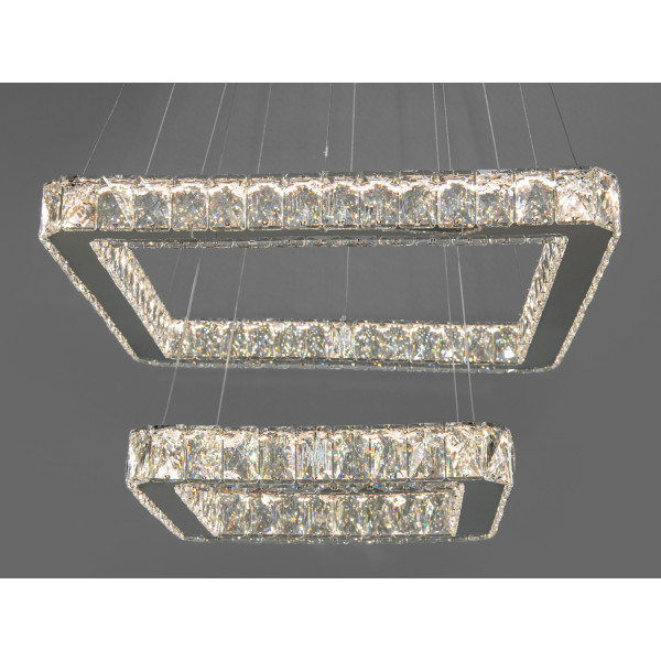 Сяюча новинка, підвісна кришталева лед люстра в вітальню, 62 Вт, хром Diasha 7223-6A/500+340HR Сяюча новинка, підвісна кришталева лед люстра в вітальню, 62 Вт, хром Diasha 7223-6A/500+340HR