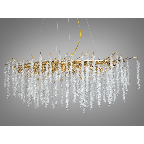 Сучасна кришталева люстра "Гліцинія" витягнутої форми, 12 ламп, хром Diasha 605-L1200GD