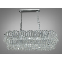 Люстра підвісна кришталева овальна хром 10xE14 78x28 см висота 75 см модель 310-800X300HR Diasha 310-800x300CH