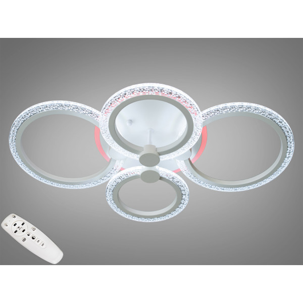 Стельова світлодіодна люстра з пультом, димером, 75W, біла Diasha A8180/4WHLED3colordimmer