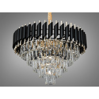 Підвісна кришталева люстра Серія 1013 чорний золото каскадна 11 ламп E14 Diasha 9001-600BK+SGD