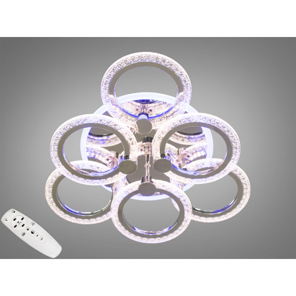 Світлодіодна акрилова люстра на пульті, 80 Вт, хром Diasha A8180/3+3HRLED3colordimme