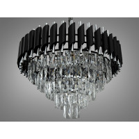 Підвісна кришталева люстра Серія 1013 чорний хром 11 ламп E14 каскадний дизайн Diasha 9001-600BK+CH
