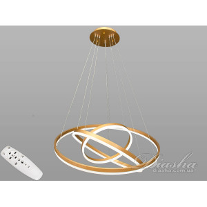 Світлодіодна люстра підвіс з пультом, димером, 160Вт, золото Diasha D8174-800+600+400Gdimmer