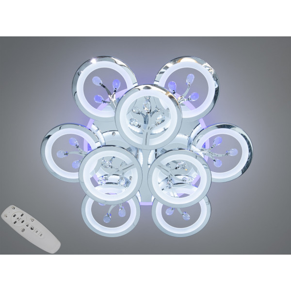 Чорна світлодіодна люстра з пультом, диммером, підсвіткою, 90W Diasha 8135/6+3HRLED3colordimmer