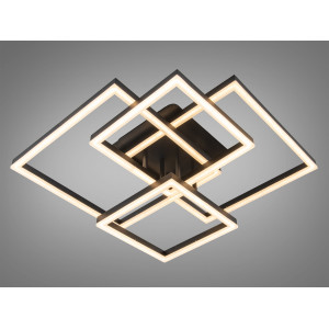 Світлодіодна стельова люстра чорна 120W чотири квадратні плафони Diasha 11015/2+2BK