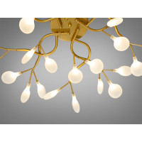 Золота стельова люстра в вітальню "Світлячок", 35 ламп Diasha X890-35AGD